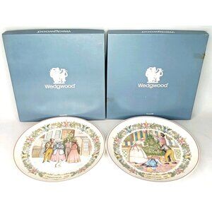 Vintage Christmas Plate With Box Set Of 2 Wedgwood Made In England 1987 & 1988